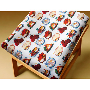 卡通布料细帆布印花手工diy面料沙发套布料包包宿舍桌布汤圆物猫