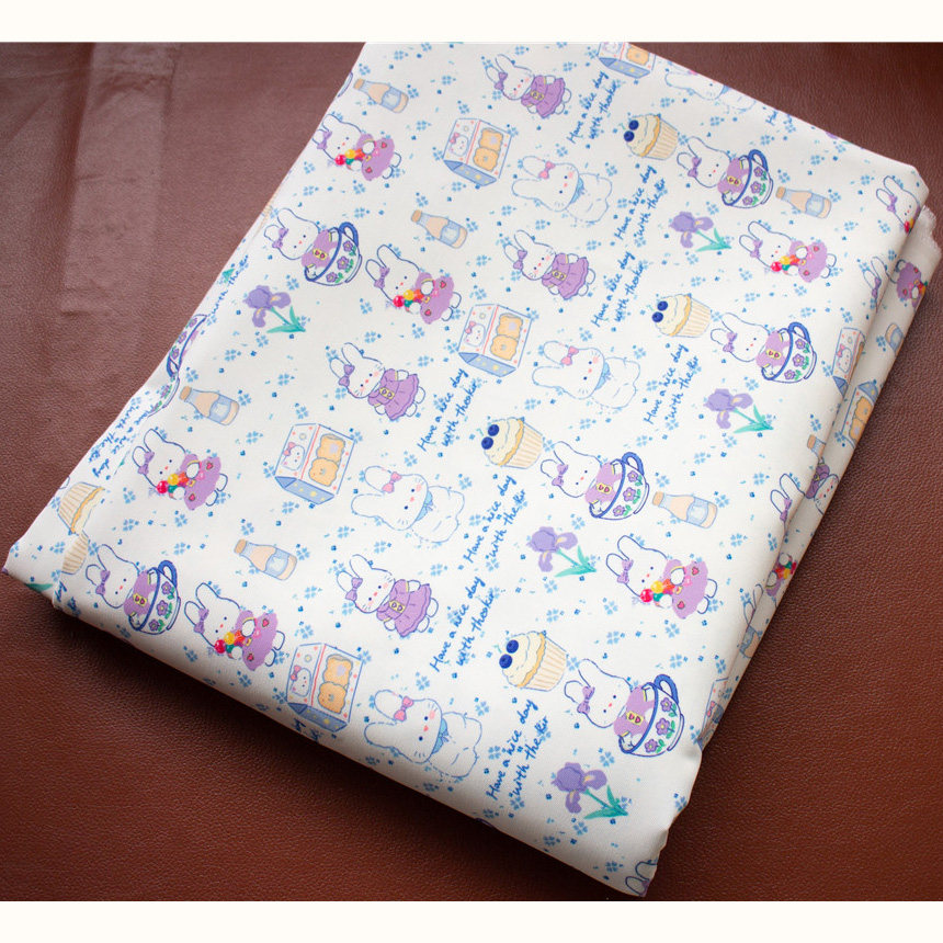 卡通布料细帆布布料diy手工印花布料包包布料可爱桌布宿舍兔花紫,居家布艺,海绵垫/布料/面料/手工diy,淘宝优惠券,粉丝福利购,淘宝优惠卷