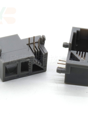 RJ11电话配件插座网络插口灰色带边4P4CY型616PCB插座8针母座10只