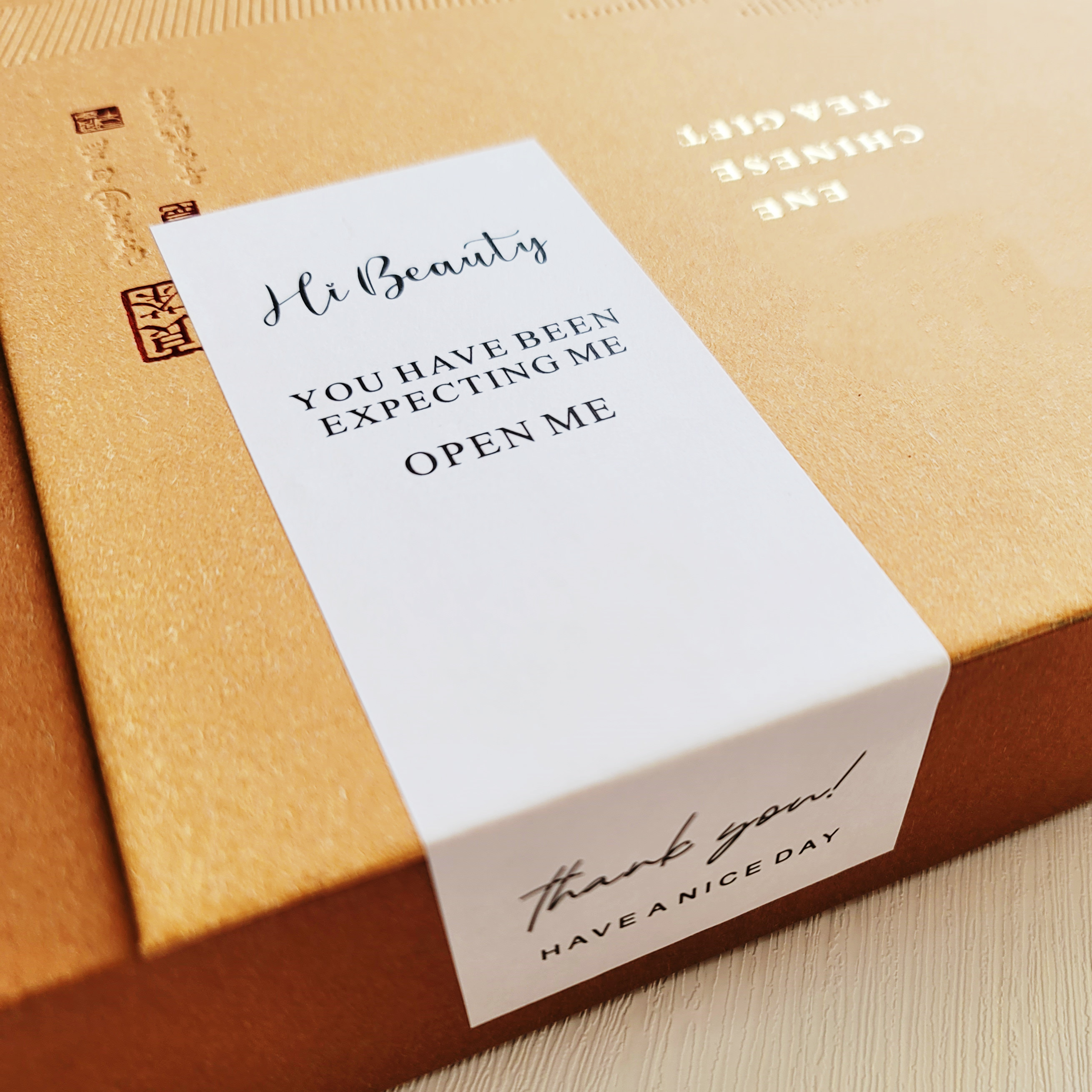 50张白色长方形贴纸礼盒密封贴谢谢封口贴包装饰标签贴纸不干胶