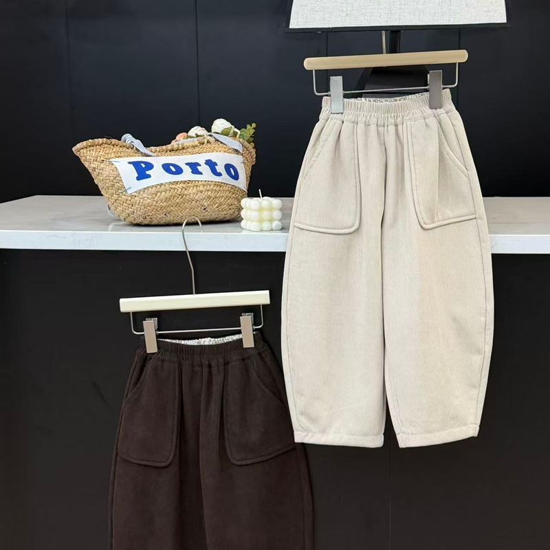 leomama童装女童加厚双色灯芯绒裤子25秋冬时尚百搭女童冬装裤