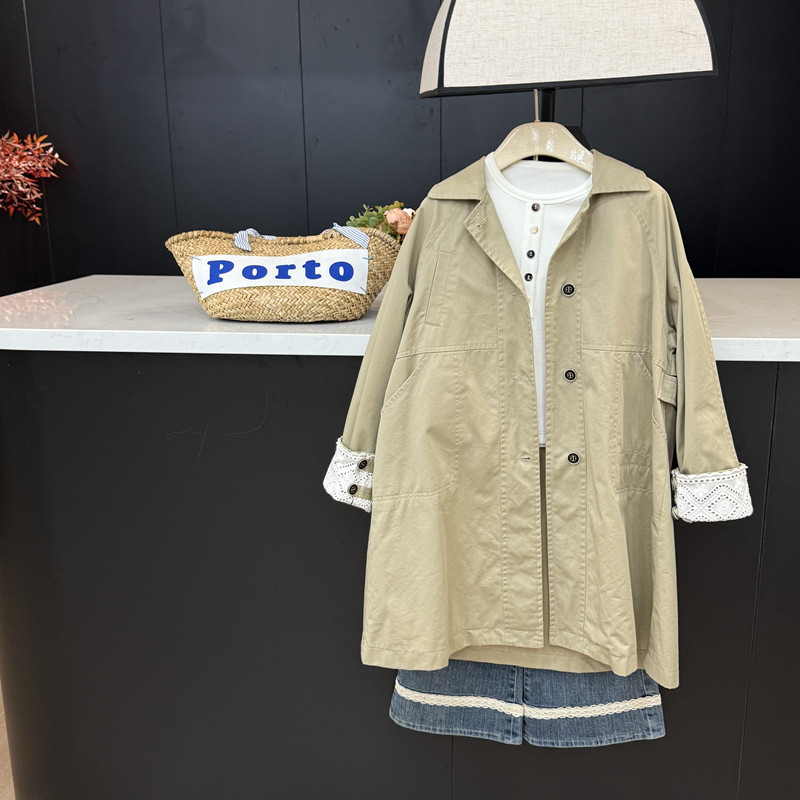 leomama女童风衣2025秋季新款儿童气质百搭长款外套休闲时尚衣服,童装/婴儿装/亲子装,风衣,淘宝优惠券,粉丝福利购,淘宝优惠卷