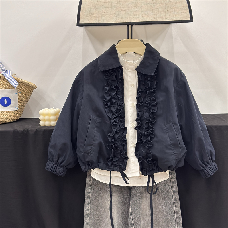 【老干部外套】童装洋气女孩夹克衫2024新款女童秋装外套短款上衣