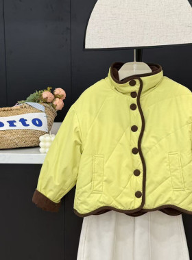 leomama女童立领棉服2025秋冬款儿童中大童保暖外套两面穿棉袄