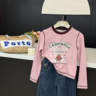 打底衫 女大童洋气上衣儿童秋季 T恤初秋25新款 leomama女童草莓长袖