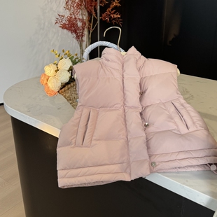 Leomama童装秋冬女童羽绒马甲外穿加厚儿童羽绒服保暖90白鸭绒