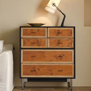 中古风天然实木树瘤六斗柜卧室收纳储物床尾柜设计师款简约置物柜