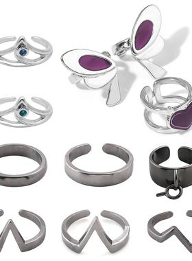 契约暮蝶戒指套装 瓦紫色蝴蝶爱心指环套装二次元COS手饰