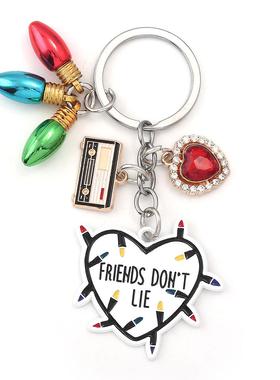 怪奇物语卡通钥匙扣 FRIENDS DON'TLIE字母灯泡怪奇物语周边挂件