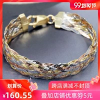 Thái mực đen Ý s925 sterling bạc mạ vàng ba màu dệt vòng đeo tay nữ sáng bóng vòng đeo tay rộng mới - Vòng đeo tay Cuff vòng huyết long