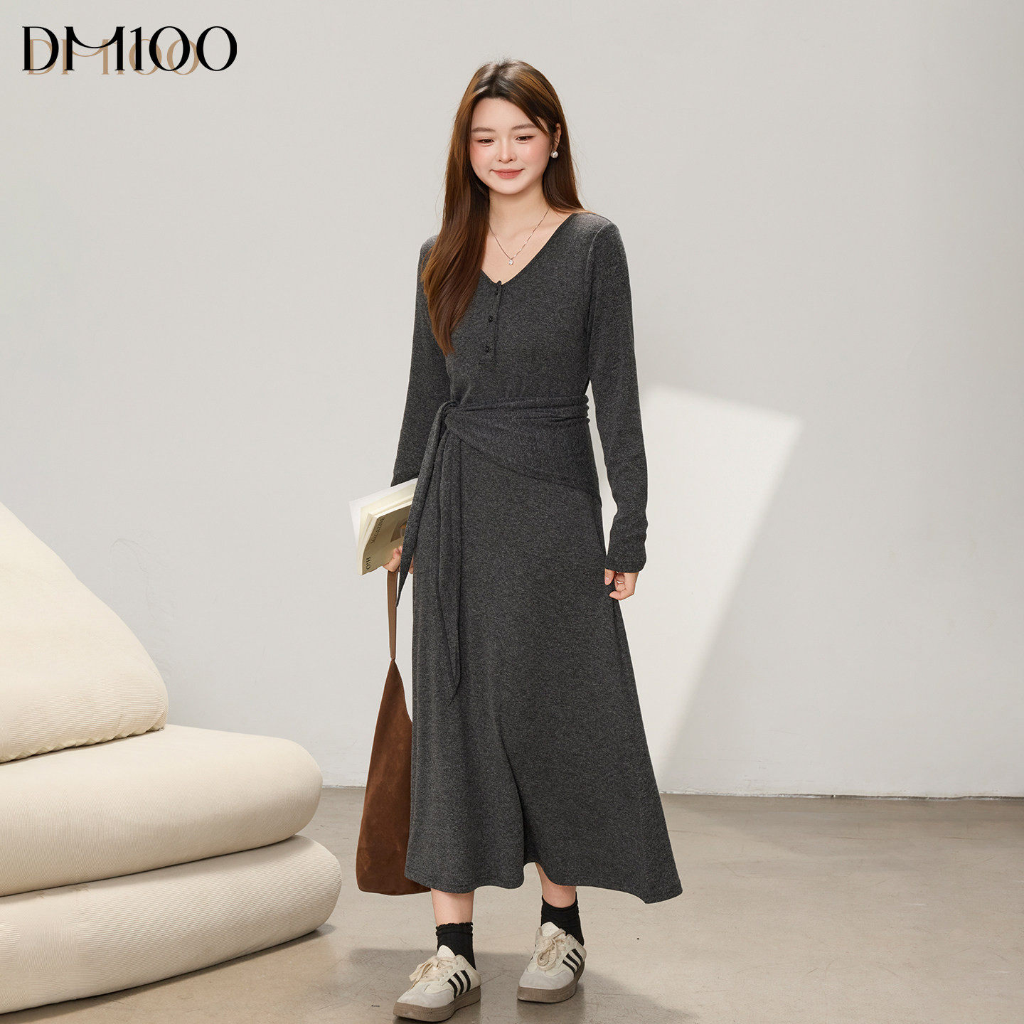 DM100大码百分百女装微胖mm冬季纯色内搭正肩V领仿羊绒针织连衣裙,女装/女士精品,大码连衣裙,淘宝优惠券,粉丝福利购,淘宝优惠卷