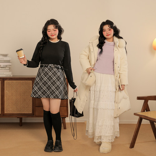 DM100蕾丝拼接打底衫简约短款羽绒服