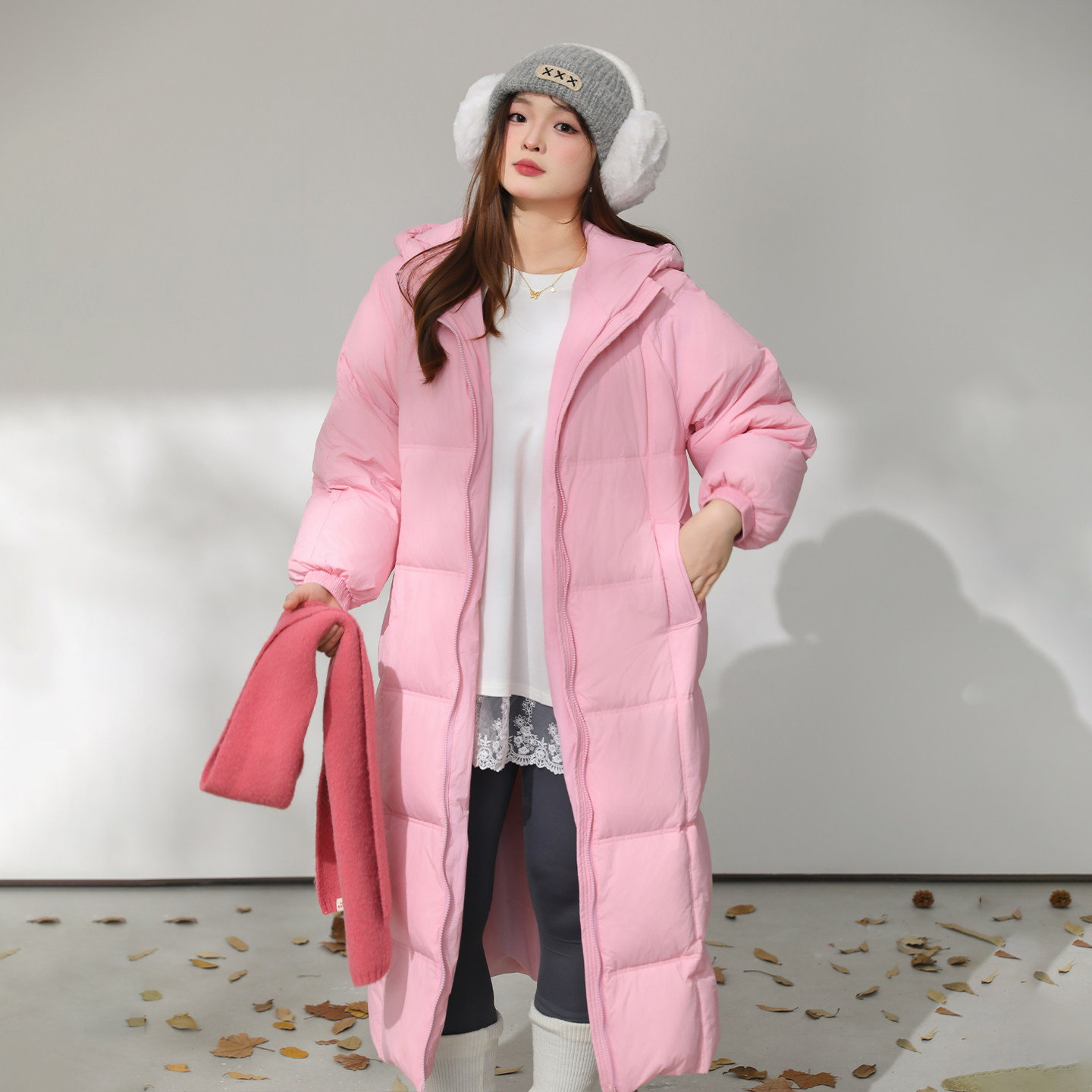 【12/26 20点 单品85折+立减10%】DM100大码长款加厚连帽羽绒服