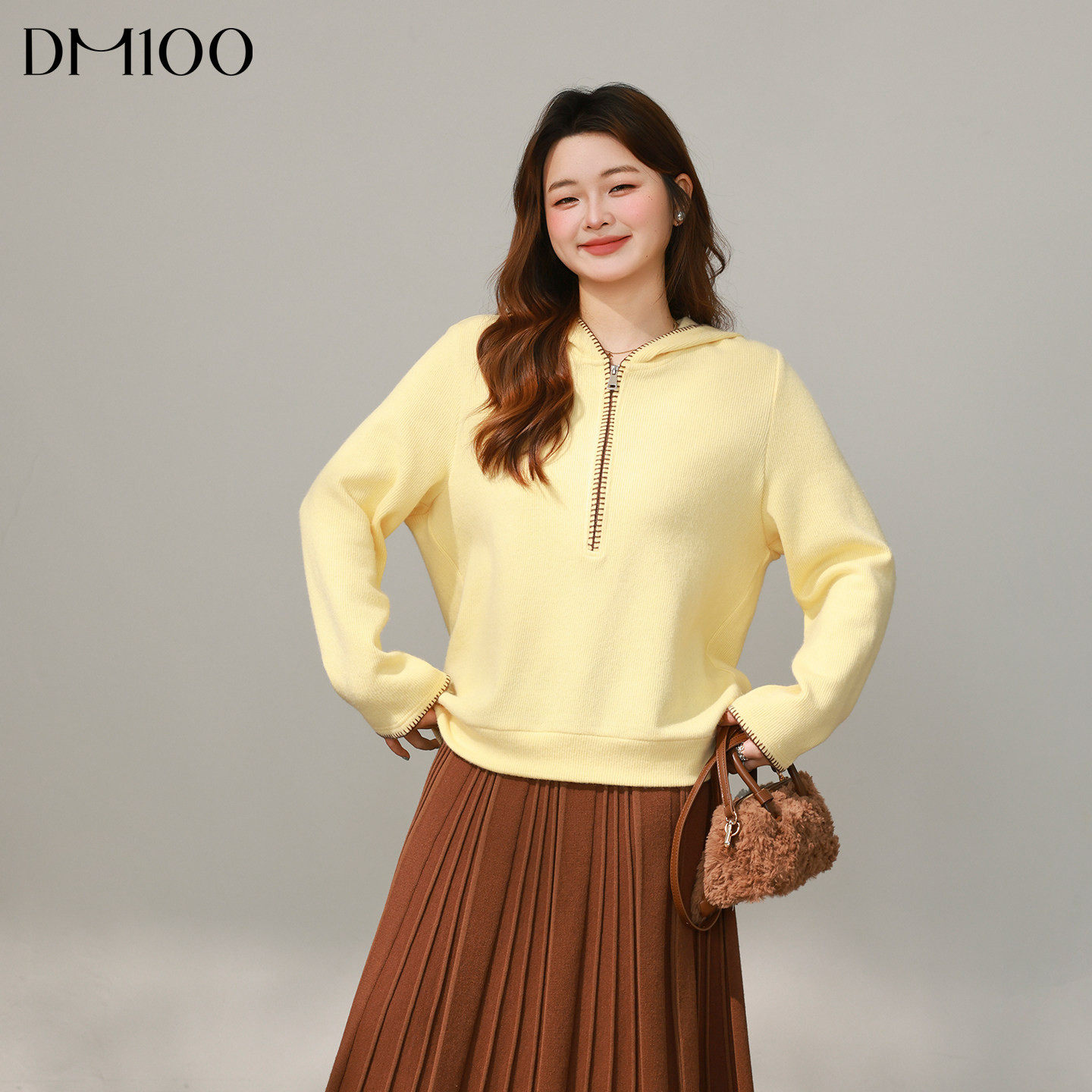 DM100大码百分百女装微胖mm冬季百搭撞色刺绣拉链针织毛衣连帽衫,女装/女士精品,大码内搭,淘宝优惠券,粉丝福利购,淘宝优惠卷