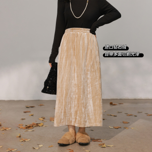 20点 新品 88折 DM100大码 立减15% 宽松直筒钻石绒半身裙