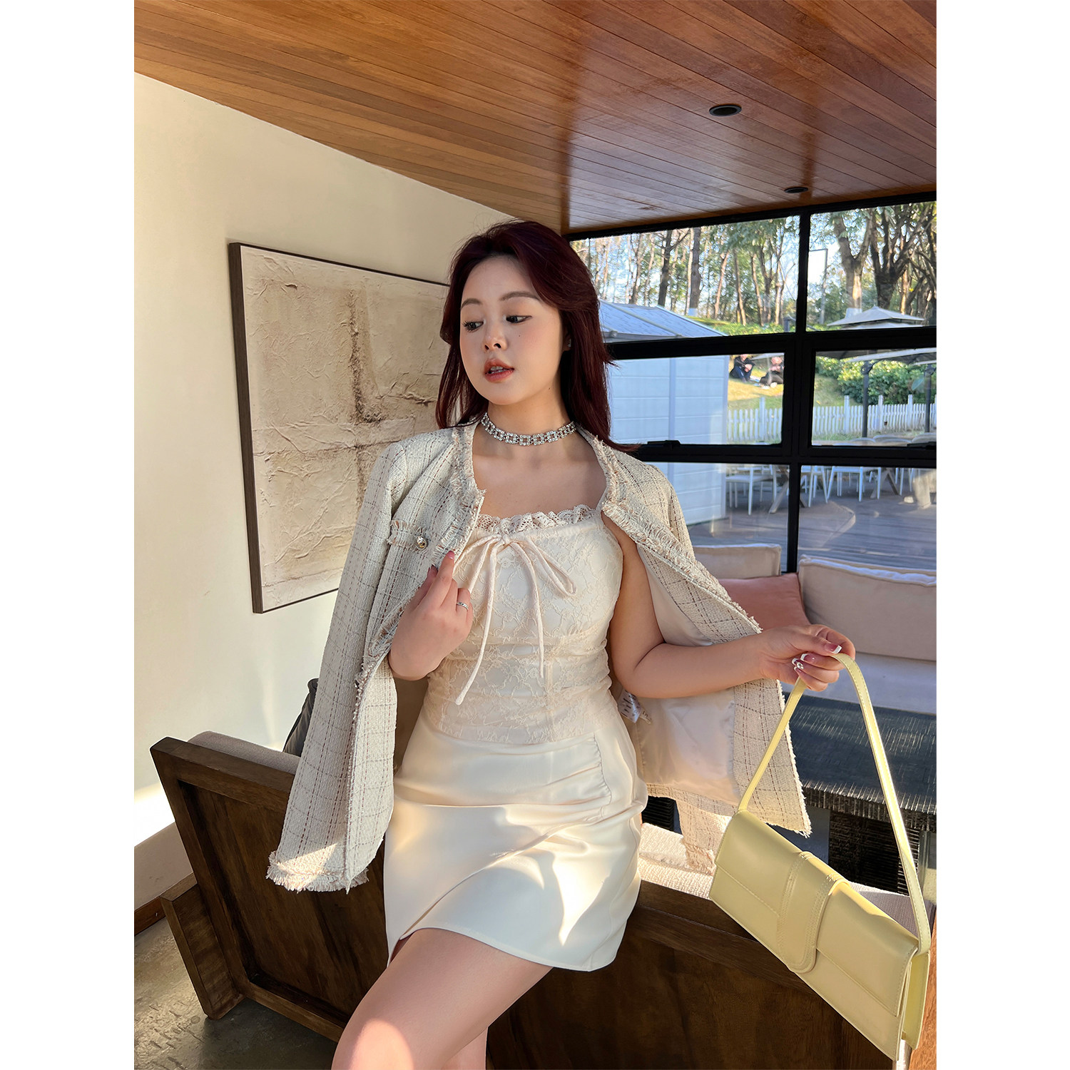 DM100 플러스 사이즈 100% 여성 여름 약간 뚱뚱한 MM [섹시한 레이스 서스펜더] 바닥 스트레치 조끼