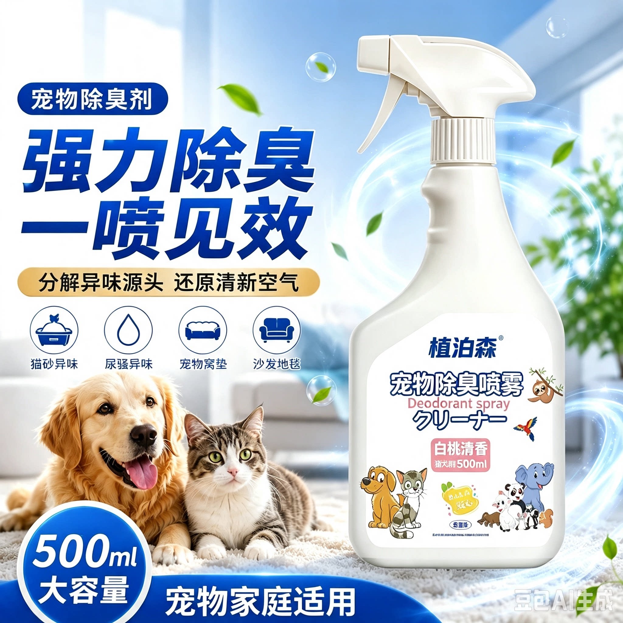 宠物虱蚤净猫咪狗狗体外驱虫喷雾猫狗环境除臭/除菌剂