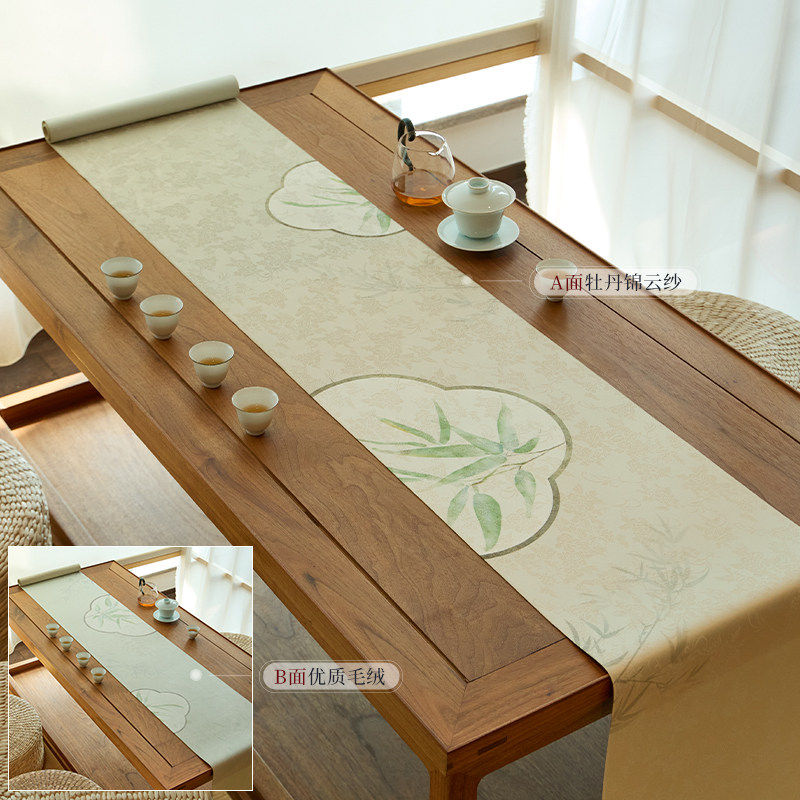 原创竹映海棠香云纱新中式禅意桌旗茶垫高端茶席茶台桌布,居家布艺,桌旗,淘宝优惠券,粉丝福利购,淘宝优惠卷