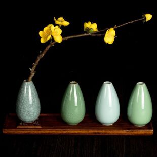 龙泉青瓷陶瓷小花器装饰小花瓶装饰摆件