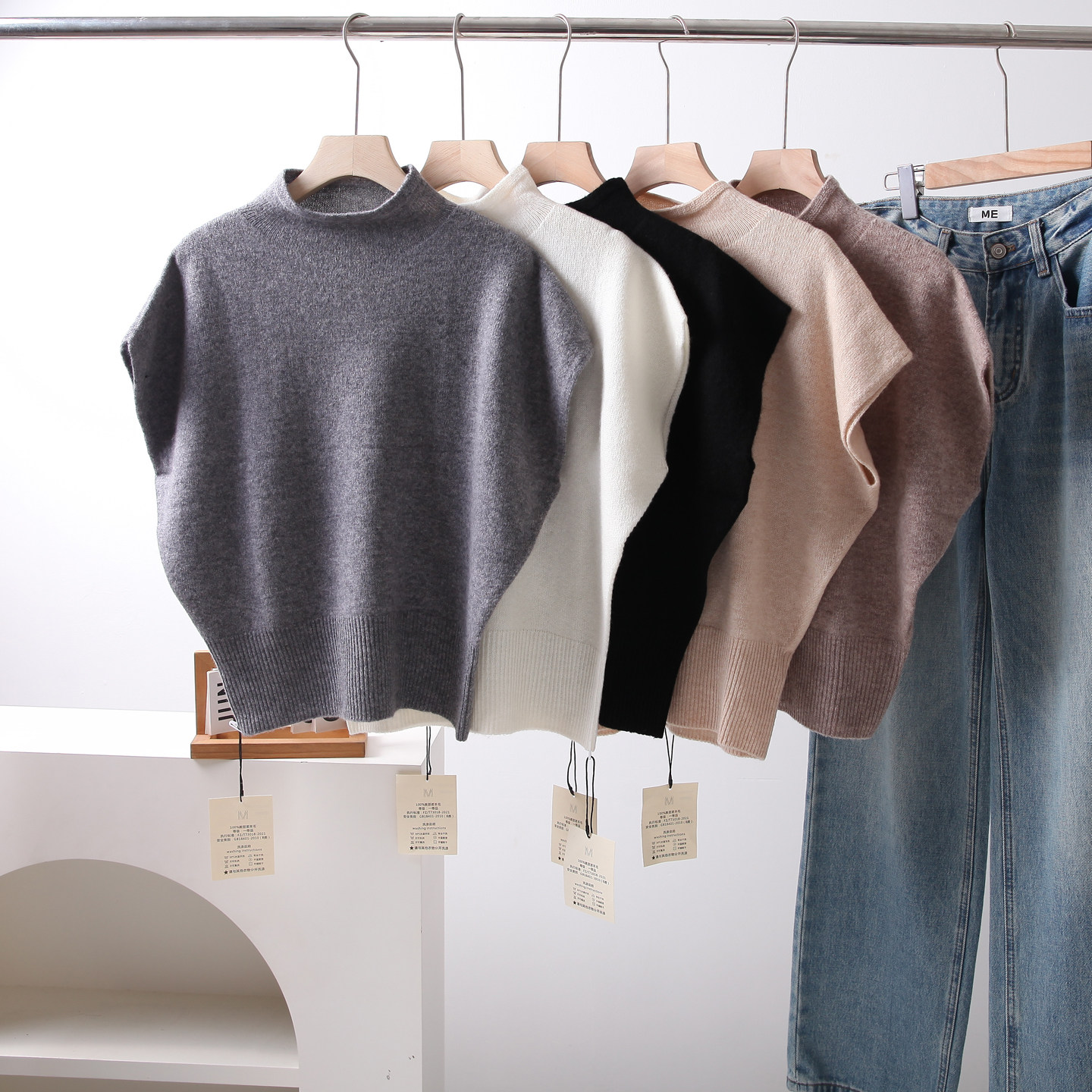 时尚洋气100%羊毛斗篷款针织衫女春秋半高领宽松毛衣坎肩短袖上衣,女装/女士精品,毛针织衫,淘宝优惠券,粉丝福利购,淘宝优惠卷