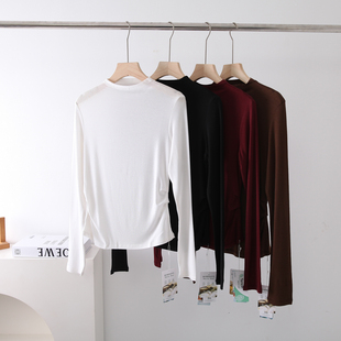 肌底液系列 水面膜天丝羊毛显瘦百搭多领型T恤上衣打底衫女2025秋