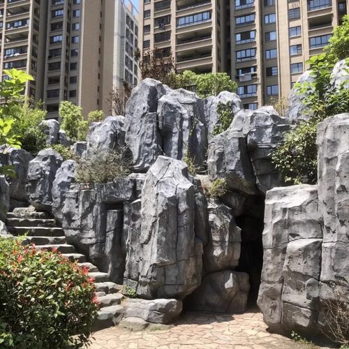 室外大型水泥假山园林景观雕塑专业制作现场直塑小区酒店雕塑定制