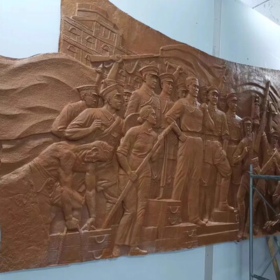 玻璃钢人物浮雕定制军人抗战群雕砂岩锻铜大型红色革命历史文化墙