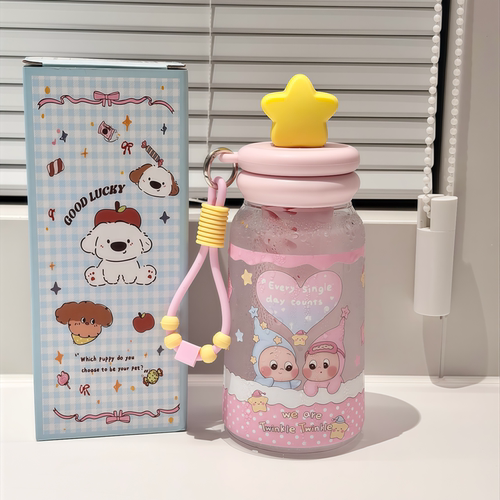 元森商店可爱Tritan粉色卡通吸管杯大容量水杯便携少女心塑料杯