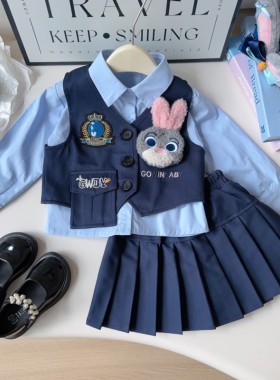 2025春秋款兔子警官女童三件套