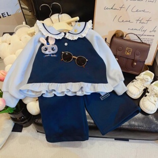 女童娃娃领朱迪兔子警官套装2026春秋款小女孩卫衣休闲卫裤两件套