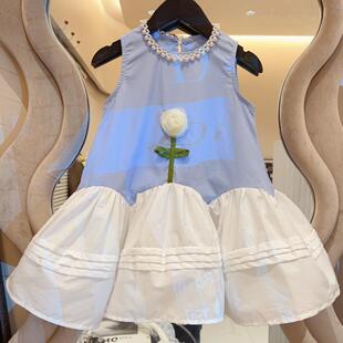 背心裙公主裙 2025女童夏季 新款 连衣裙韩版 洋气女宝宝甜美玫瑰无袖
