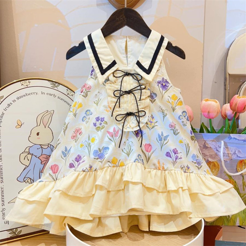 女童花朵连衣裙2025夏季新款小香风法式儿童洋气公主裙女孩衬衫裙