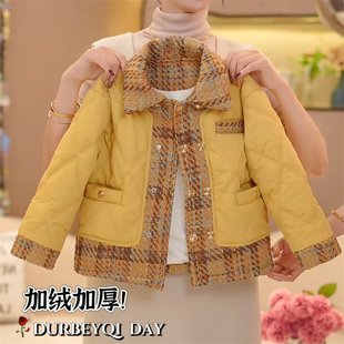 女童外套秋冬装2025新款儿童韩版加厚加绒保暖冬季小香风棉服上衣