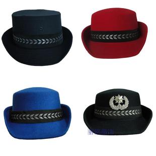 3件免邮 羊毛呢 女款交警卷边帽 物业保安女帽 秋冬乐队礼帽子