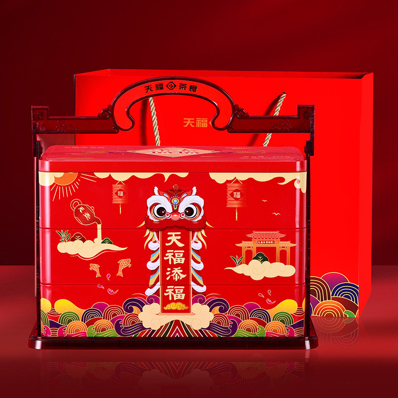 天福茗茶 天福添福糕点礼盒 香酥软饼下午茶点心茶食糕点饼干981g