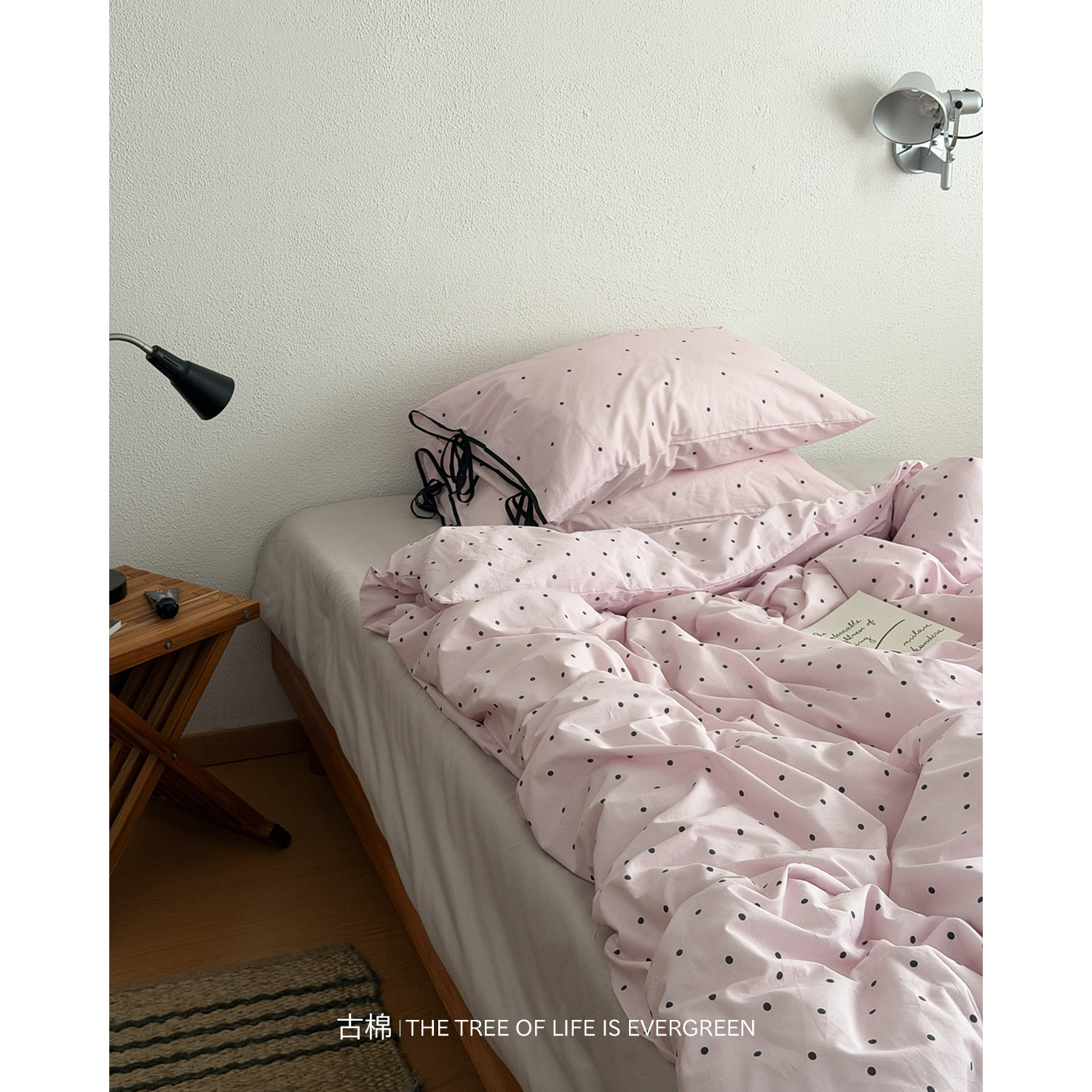 法式少女全棉四件套波点绑带床品