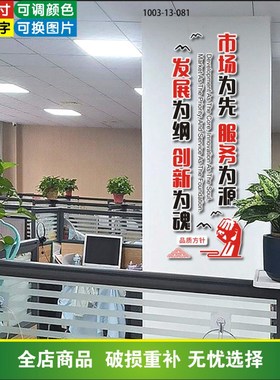 3D立体标语企业文化墙贴办公室墙面装饰布置市场为先创新发展服务