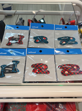 日本制Familiar女童宝宝发饰发夹发卡经典头饰边夹 2个装蓝色红色