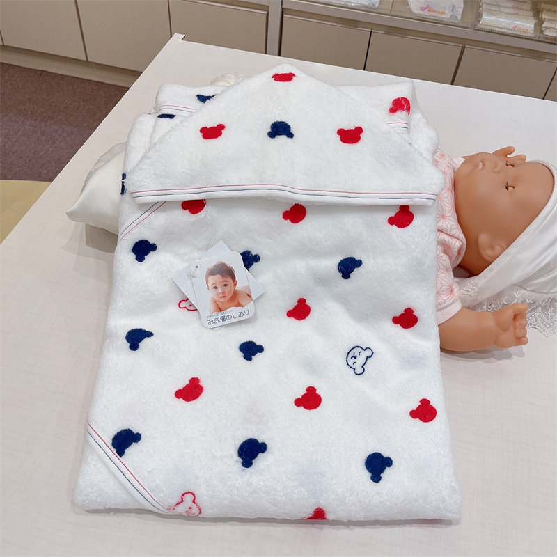 日本阿咔匠的城新生婴幼儿童宝宝连帽大浴巾毛圈纯棉加厚吸水抱被