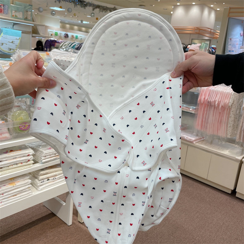 日本阿咔匠的城新生儿纯棉亲肤白色抱被360度环抱防惊跳宝宝襁褓