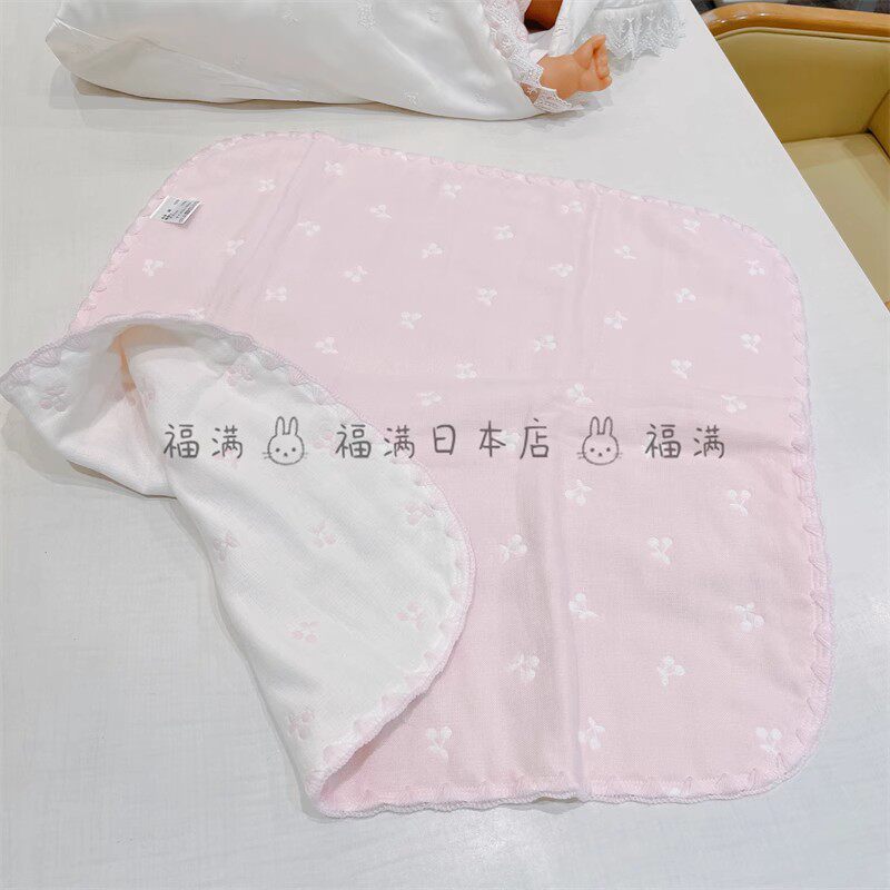 日本制阿咔匠的城新生婴幼儿樱桃盖毯抱被六层纱布纯棉 90*110cm