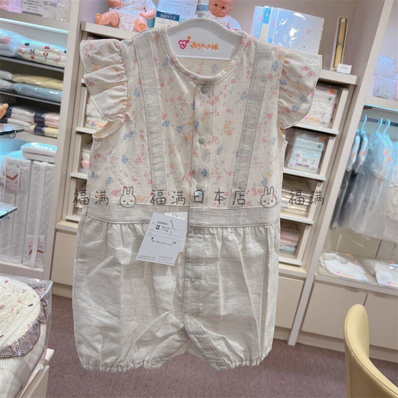 日本制女宝宝背带连体衣夏季婴幼儿有机纯棉阿咔匠的城现货