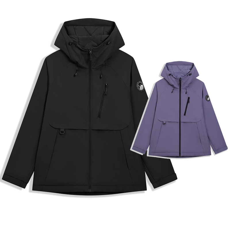 特步2025冬新品防风加绒保暖棉服棉衣梭织厚外套女975428160076