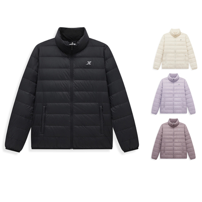 特步女款轻薄羽绒服秋冬保暖防风立领女装羽绒外套976428 190030