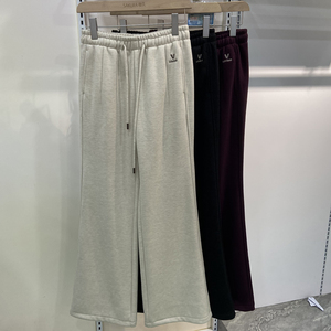 羽珞家樱花裤25007秋冬新款女士休闲高腰加绒厚宽松喇叭裤微喇裤