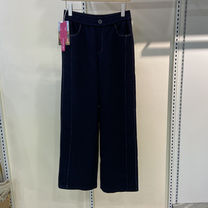 羽珞家樱花裤25011秋冬新款一体绒中厚女士高腰牛仔休闲裤直筒裤