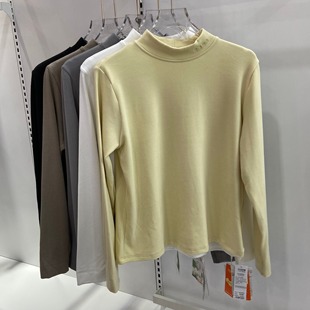 修身 T恤打底衫 保暖上衣 女半高中领刺绣长袖 富欣娜N2000秋冬新厚款