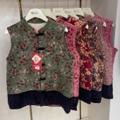 启点602冬中老年盘扣新中式 蚕丝驼绒加厚棉马甲国风护背马夹坎肩