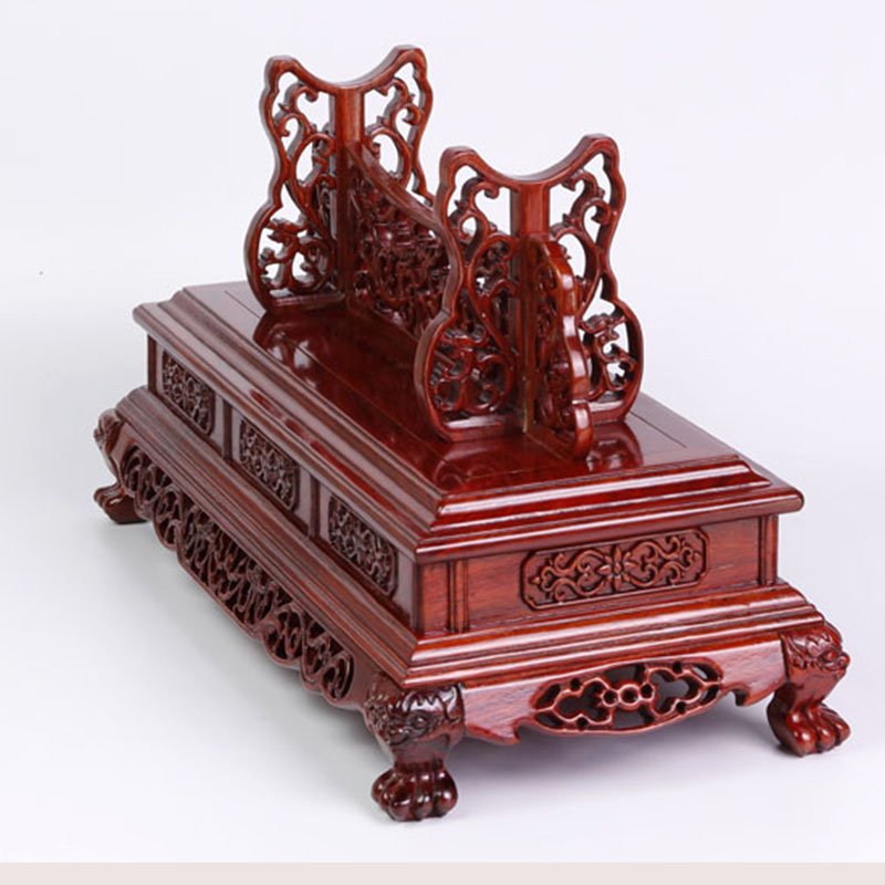 红木底座象牙工艺立式兵器架木雕