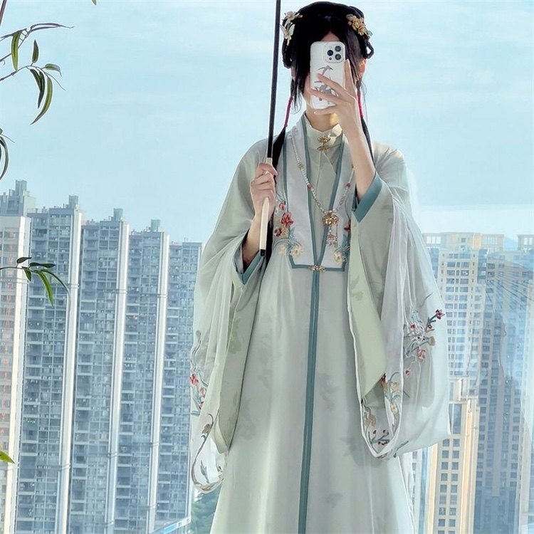 明制汉服汉元素立领长衫女装春夏